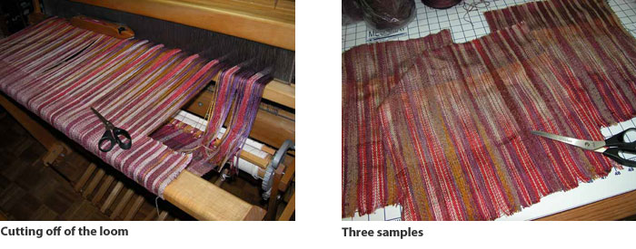 Cutting samples off the loom
